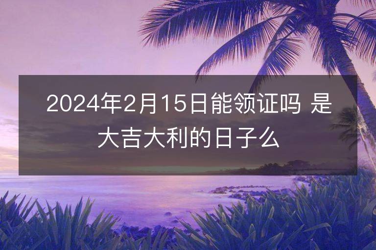 2024年2月15日能領證嗎 是大吉大利的日子么