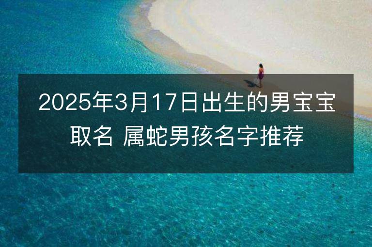 2025年3月17日出生的男寶寶取名 屬蛇男孩名字推薦