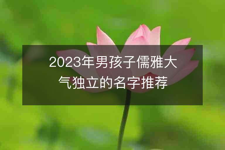 2023年男孩子儒雅大氣獨立的名字推薦