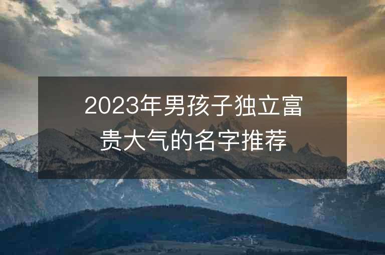 2023年男孩子獨立富貴大氣的名字推薦