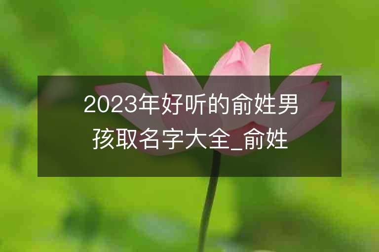 2023年好聽的俞姓男孩取名字大全_俞姓男孩子名字大全2023起名