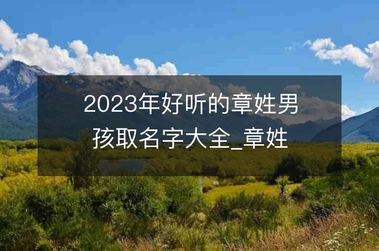 2023年好聽的章姓男孩取名字大全_章姓男孩子名字大全2023起名