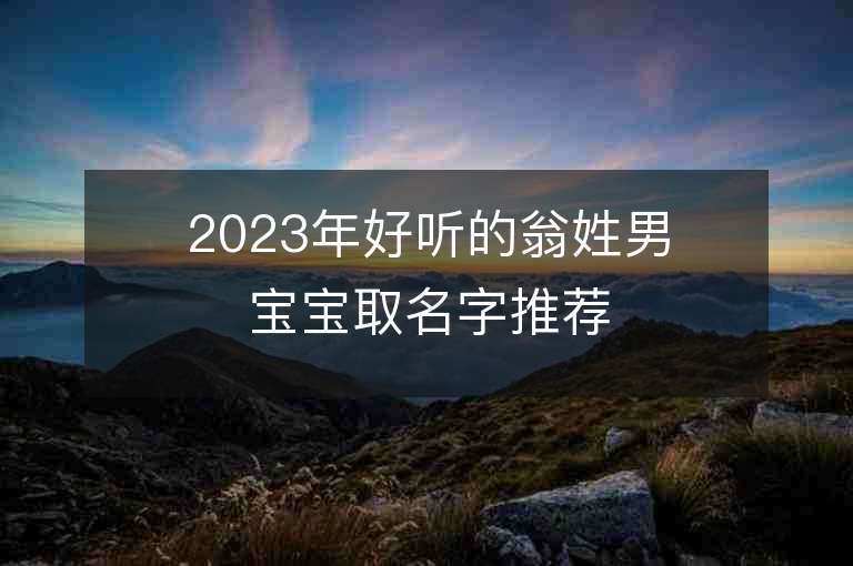 2023年好聽的翁姓男寶寶取名字推薦