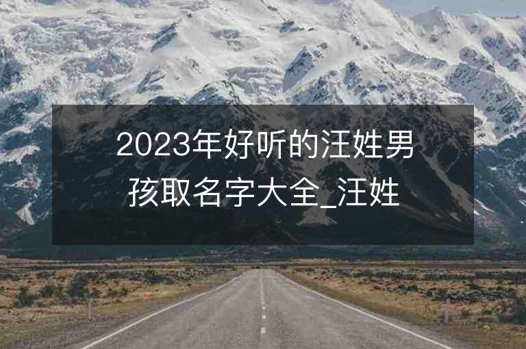 2023年好聽的汪姓男孩取名字大全_汪姓男孩子名字大全2023起名