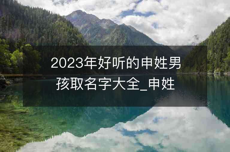 2023年好聽的申姓男孩取名字大全_申姓男孩子名字大全2023起名