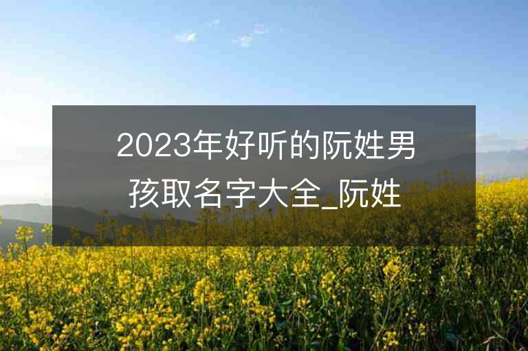 2023年好聽的阮姓男孩取名字大全_阮姓男孩子名字大全2023起名