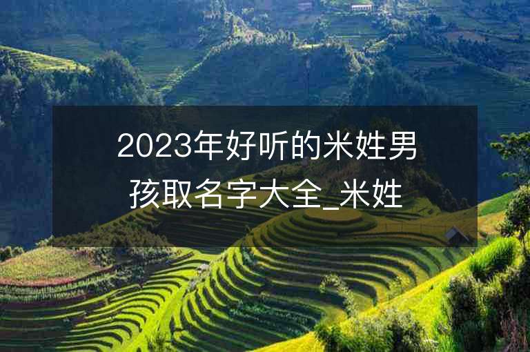 2023年好聽的米姓男孩取名字大全_米姓男孩子名字大全2023起名