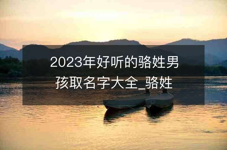 2023年好聽的駱姓男孩取名字大全_駱姓男孩子名字大全2023起名