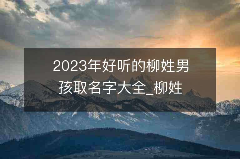 2023年好聽的柳姓男孩取名字大全_柳姓男孩子名字大全2023起名