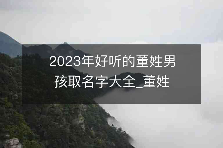 2023年好聽的董姓男孩取名字大全_董姓男孩子名字大全2023起名