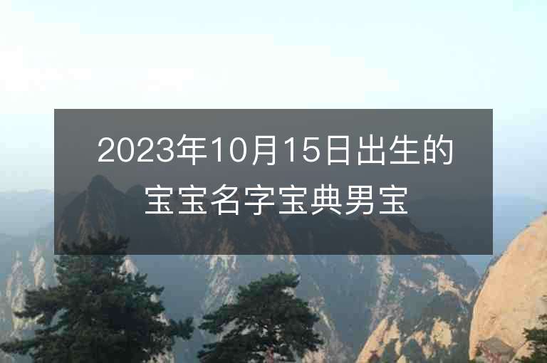 2023年10月15日出生的寶寶名字寶典男寶寶有深意的名字精選