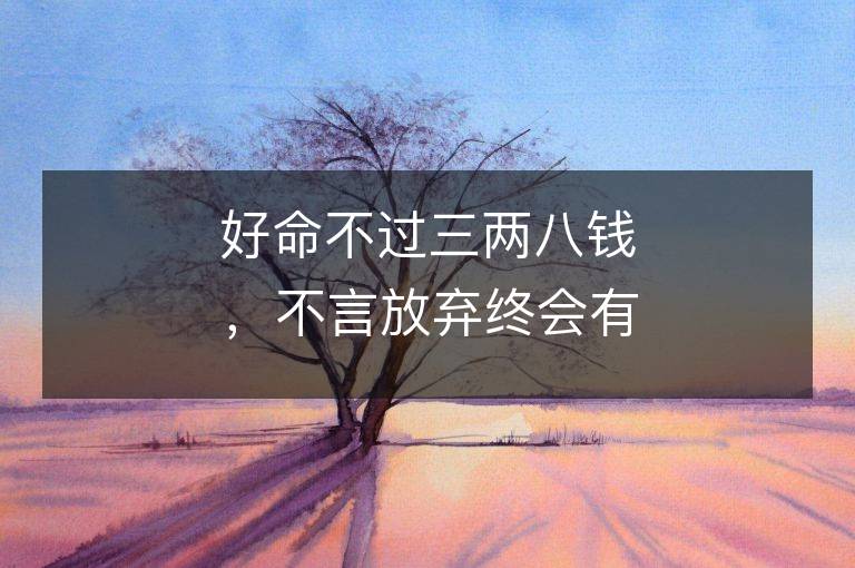 好命不過(guò)三兩八錢(qián)，不言放棄終會(huì)有成