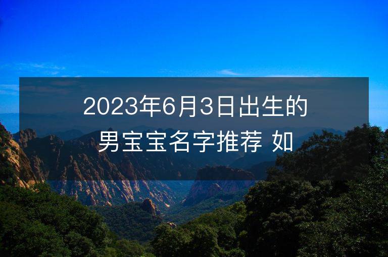 2023年6月3日出生的男寶寶名字推薦 如何起名