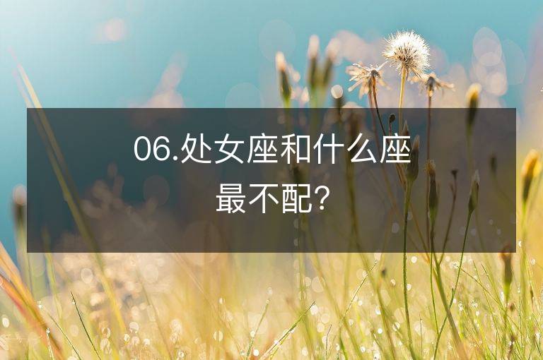 06.處女座和什么座最不配？