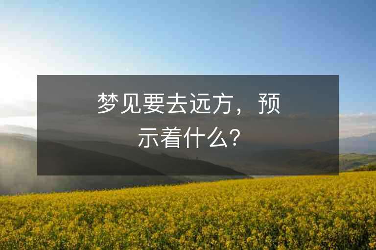 夢見要去遠方，預示著什么？