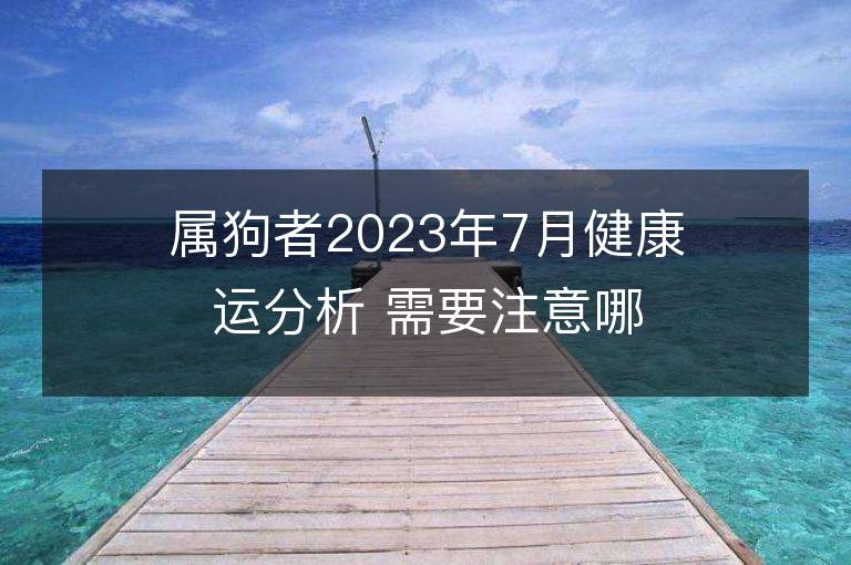 屬狗者2023年7月健康運分析 需要注意哪些問題