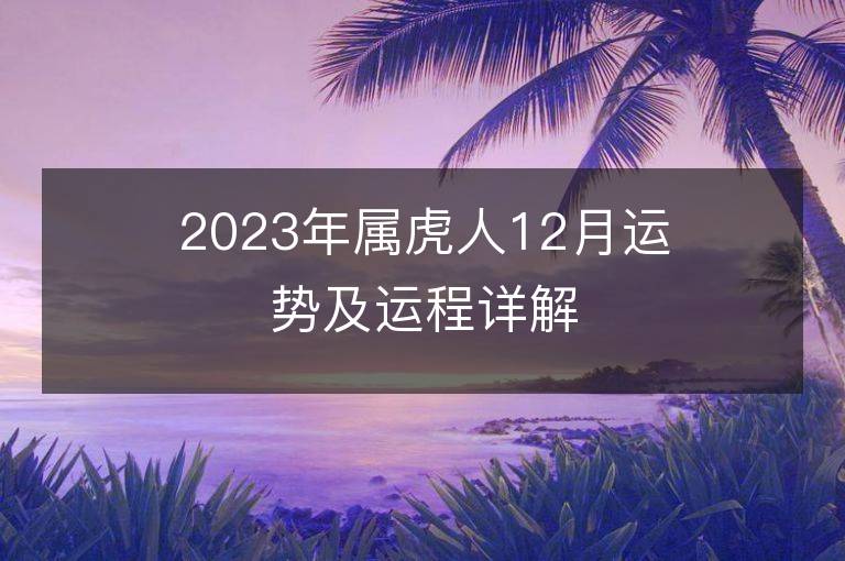 2023年屬虎人12月運(yùn)勢及運(yùn)程詳解