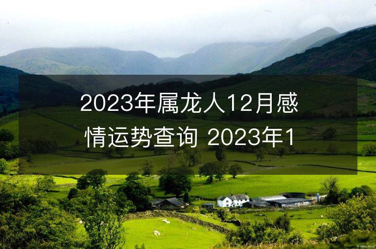 2023年屬龍人12月感情運勢查詢 2023年12月屬龍愛情運程詳解