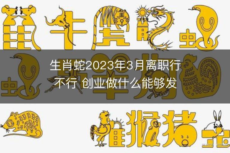 生肖蛇2023年3月離職行不行 創業做什么能夠發財