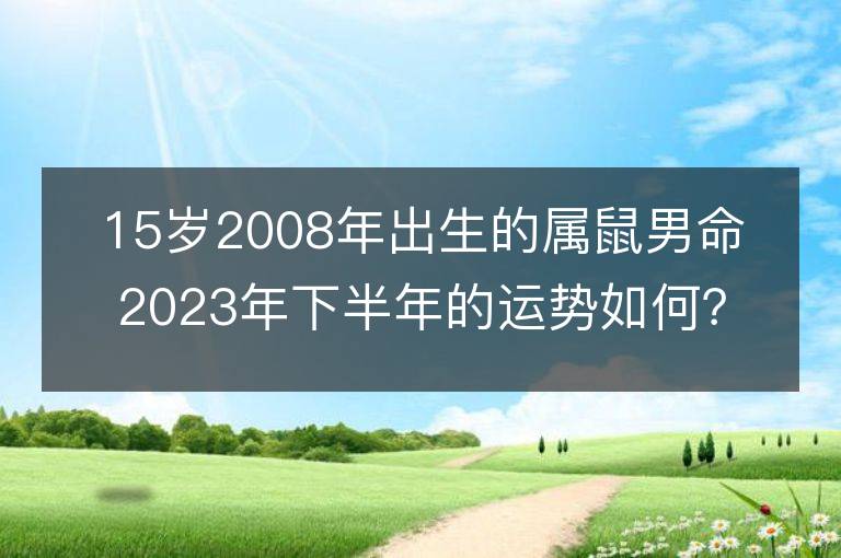 15歲2008年出生的屬鼠男命2023年下半年的運勢如何？具體預測說明