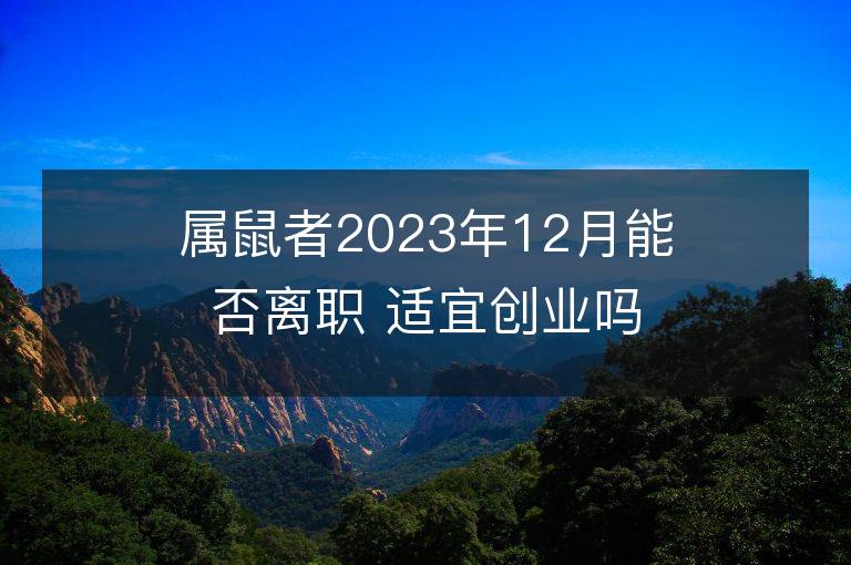 屬鼠者2023年12月能否離職 適宜創業嗎