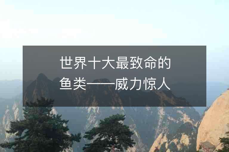 世界十大最致命的魚類——威力驚人的水下殺手