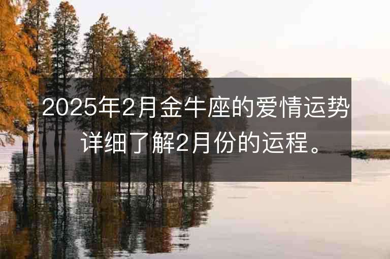 2025年2月金牛座的愛情運勢 詳細了解2月份的運程。