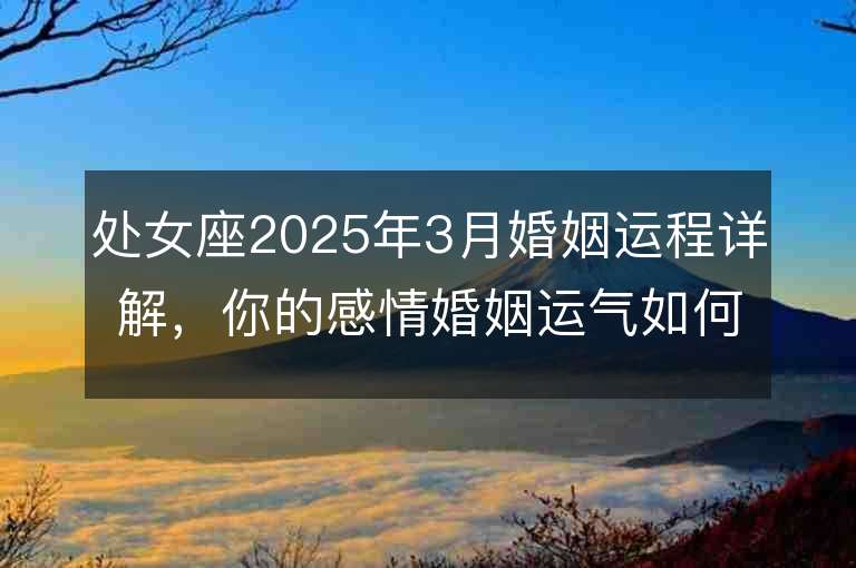 處女座2025年3月婚姻運(yùn)程詳解，你的感情婚姻運(yùn)氣如何？