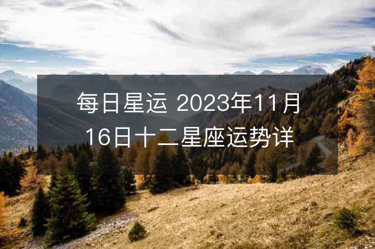 每日星運 2023年11月16日十二星座運勢詳解